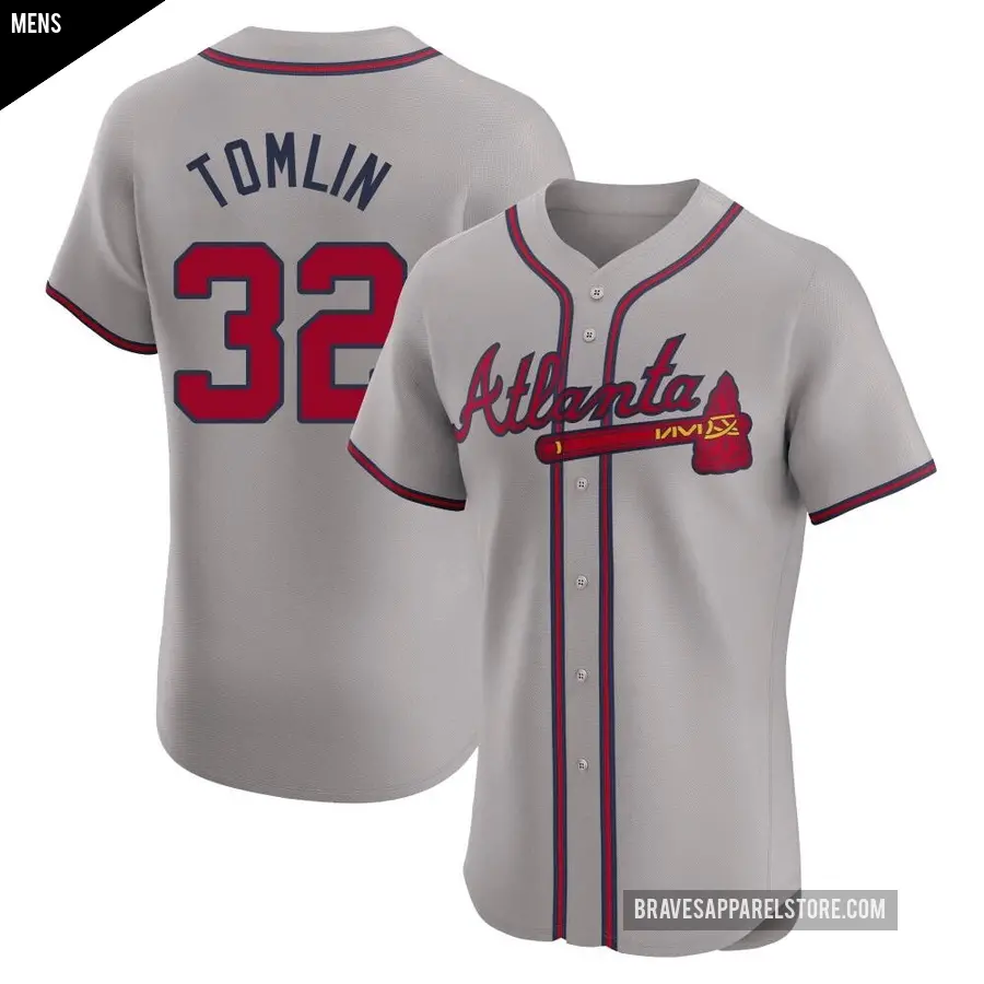 Men's Atlanta Braves ＃32 Josh Tomlin Elite Gray Road Jersey