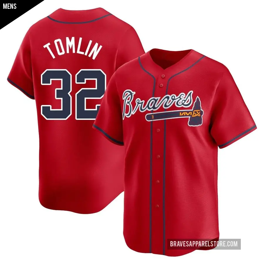 Men's Atlanta Braves ＃32 Josh Tomlin Limited Red Alternate Jersey