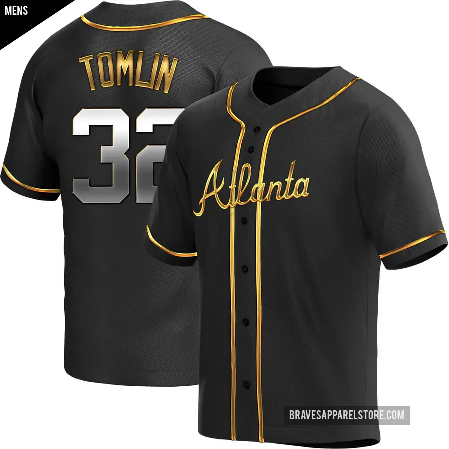 Men's Atlanta Braves ＃32 Josh Tomlin Replica Gold Black en Alternate Jersey