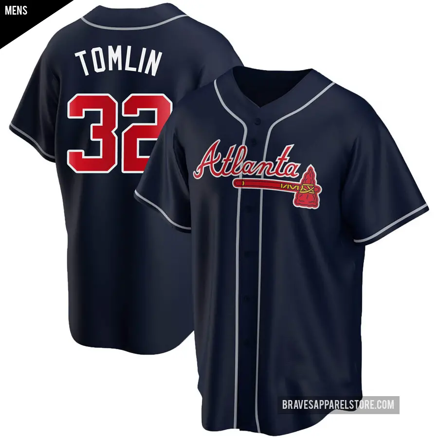 Men's Atlanta Braves ＃32 Josh Tomlin Replica Navy Alternate Jersey