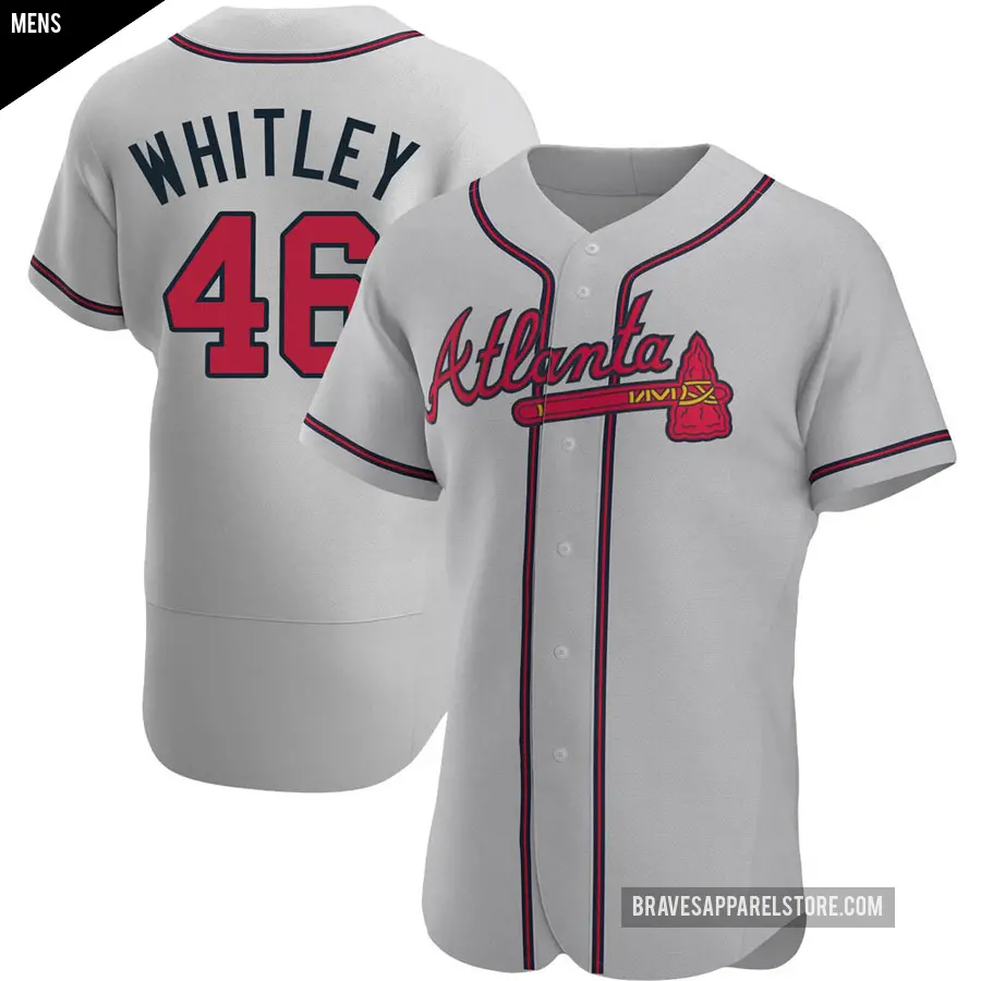 Men's Atlanta Braves ＃46 Chase Whitley Authentic Gray Road Jersey