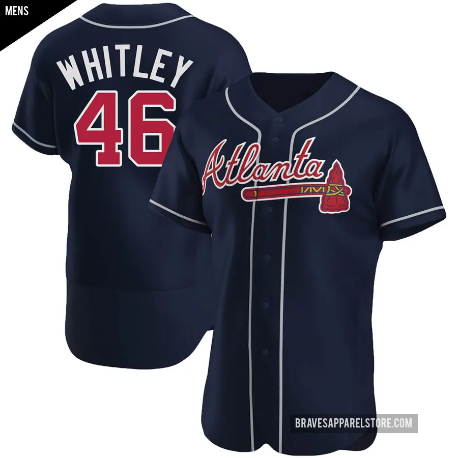 Men's Atlanta Braves ＃46 Chase Whitley Authentic Navy Alternate Jersey