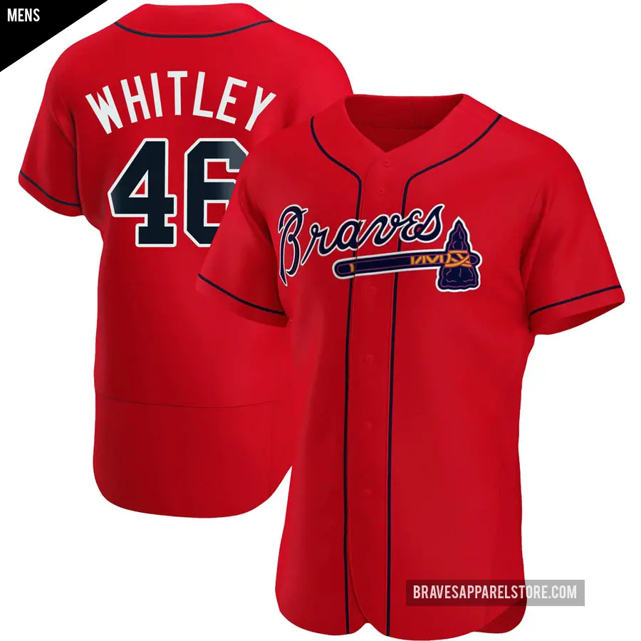 Men's Atlanta Braves ＃46 Chase Whitley Authentic Red Alternate Jersey