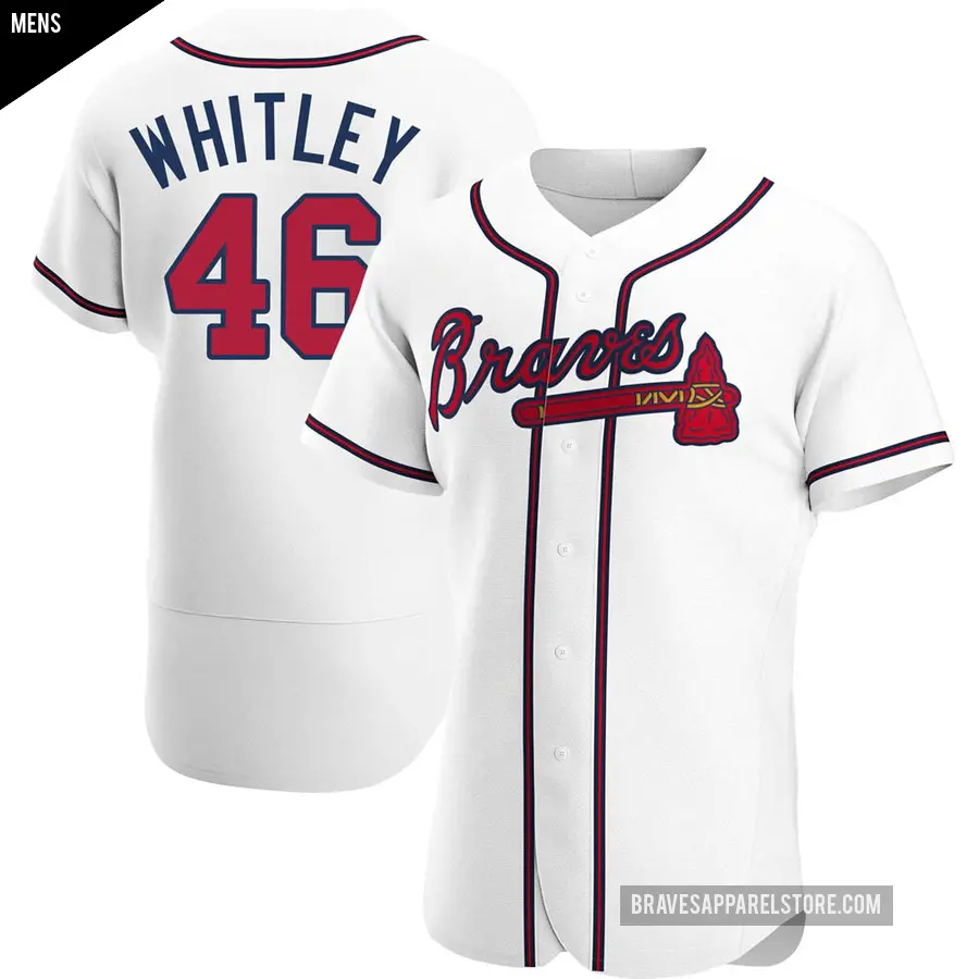 Men's Atlanta Braves ＃46 Chase Whitley Authentic White Home Jersey