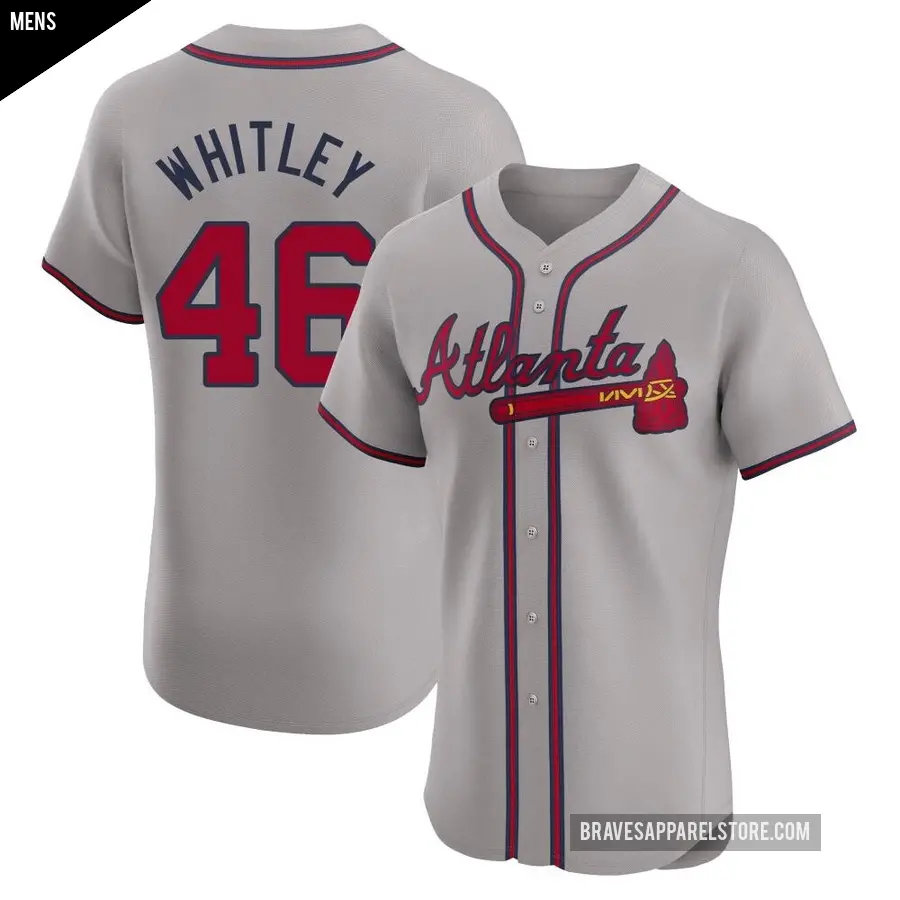 Men's Atlanta Braves ＃46 Chase Whitley Elite Gray Road Jersey