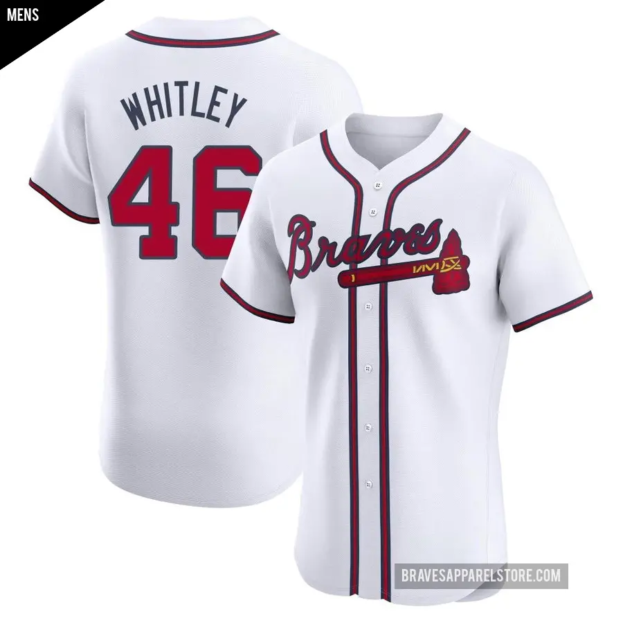 Men's Atlanta Braves ＃46 Chase Whitley Elite White Home Jersey