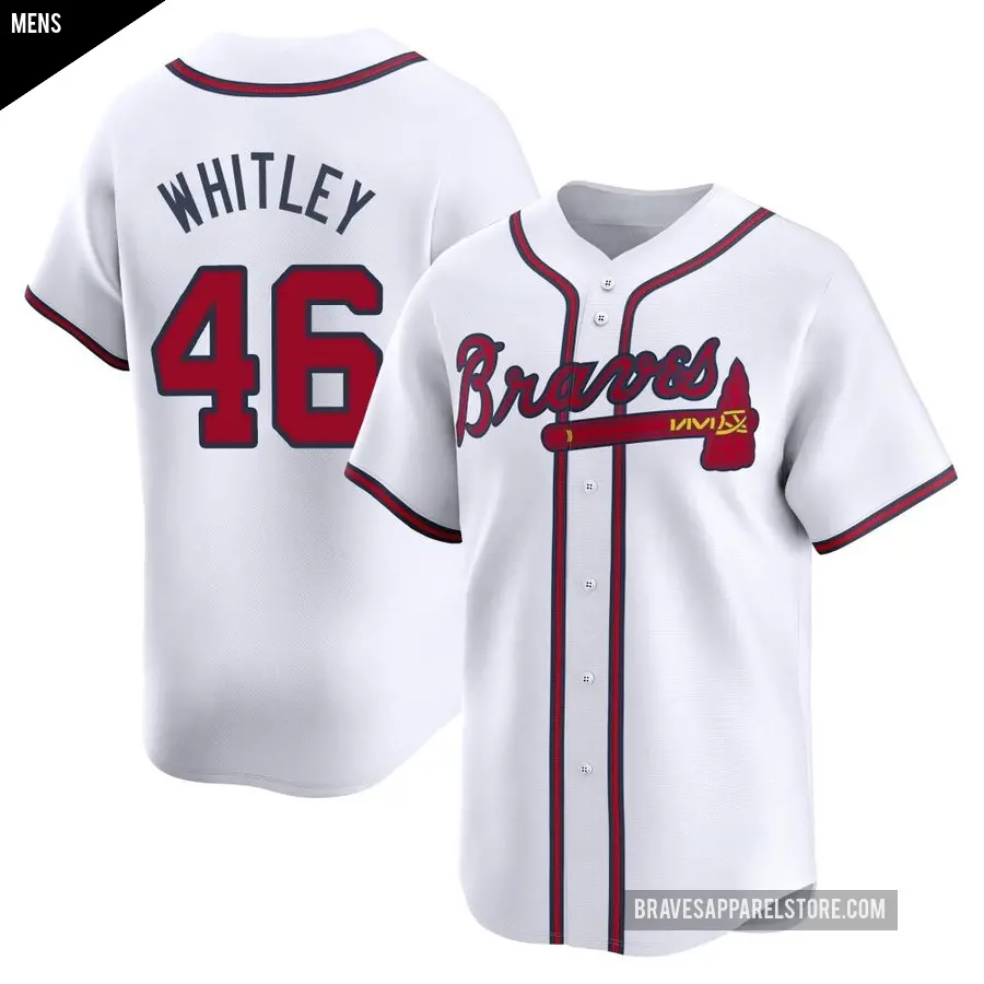 Men's Atlanta Braves ＃46 Chase Whitley Limited White Home Jersey