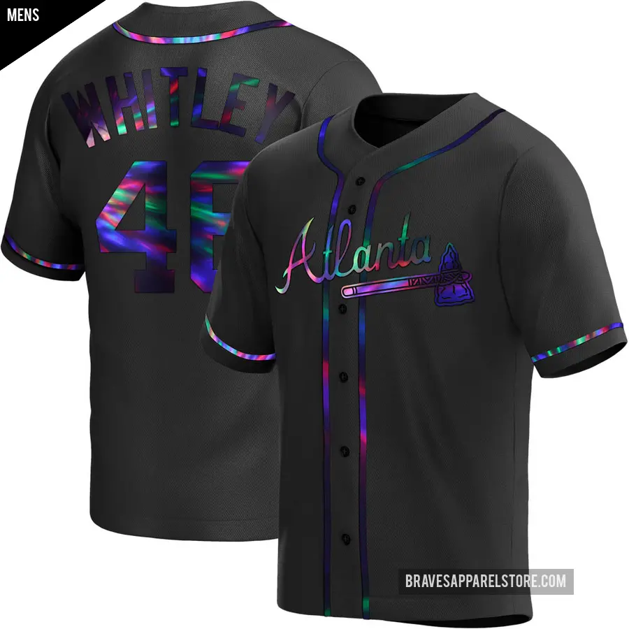 Men's Atlanta Braves ＃46 Chase Whitley Replica Black Holographic Alternate Jersey