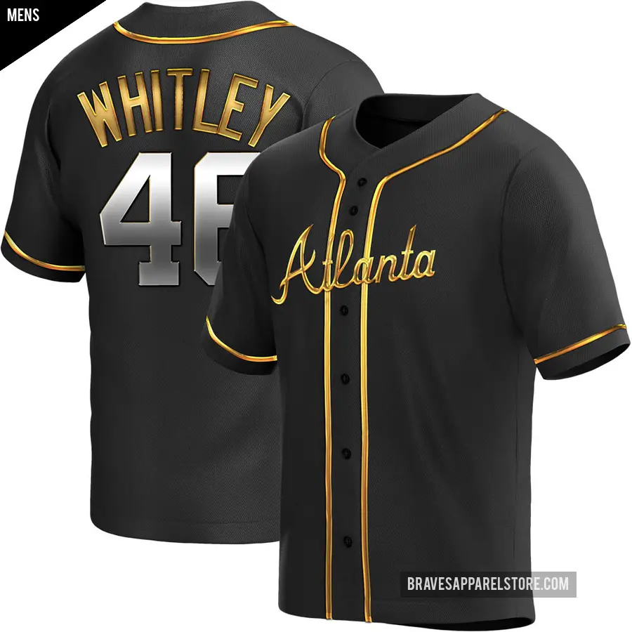 Men's Atlanta Braves ＃46 Chase Whitley Replica Gold Black en Alternate Jersey