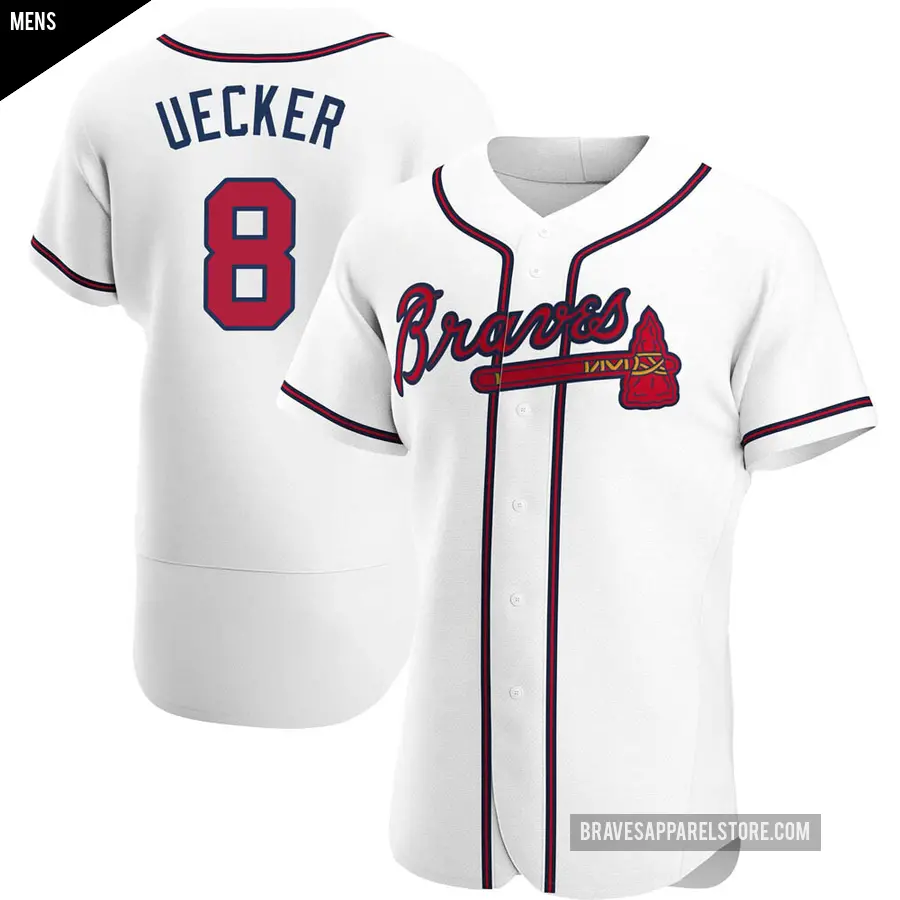 Men's Atlanta Braves ＃8 Bob Uecker Authentic White Home Jersey