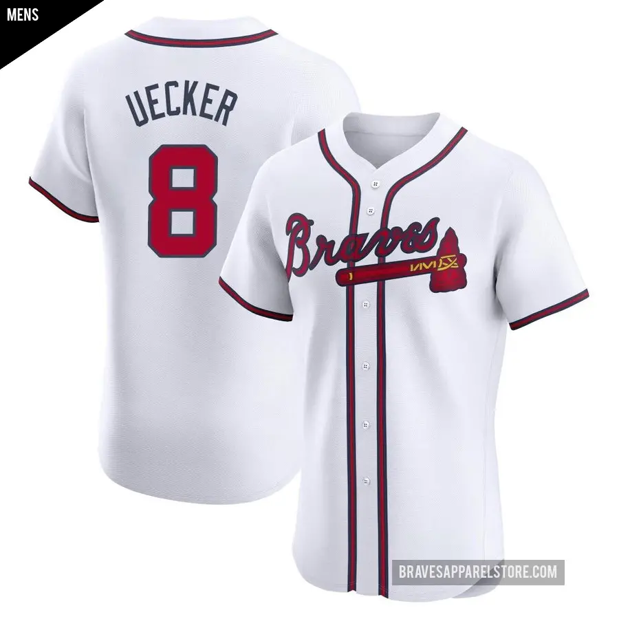 Men's Atlanta Braves ＃8 Bob Uecker Elite White Home Jersey