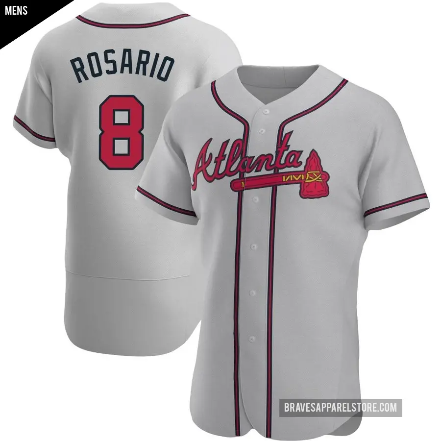 Men's Atlanta Braves ＃8 Eddie Rosario Authentic Gray Road Jersey