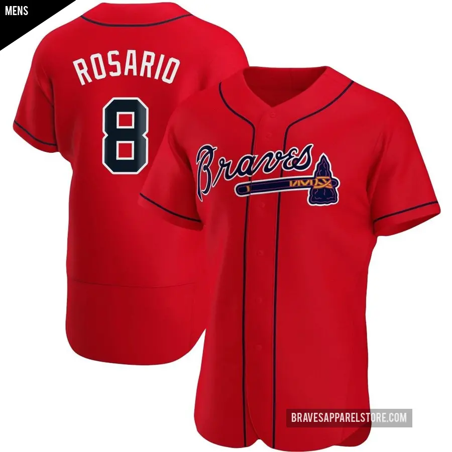 Men's Atlanta Braves ＃8 Eddie Rosario Authentic Red Alternate Jersey