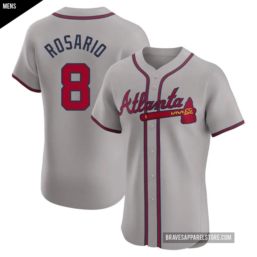 Men's Atlanta Braves ＃8 Eddie Rosario Elite Gray Road Jersey