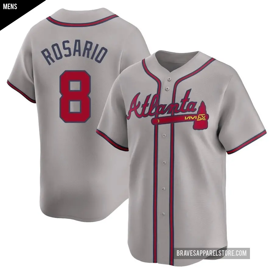 Men's Atlanta Braves ＃8 Eddie Rosario Limited Gray Away Jersey