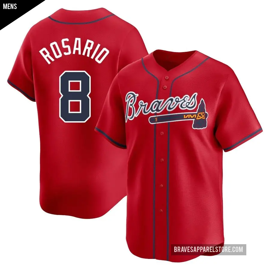 Men's Atlanta Braves ＃8 Eddie Rosario Limited Red Alternate Jersey