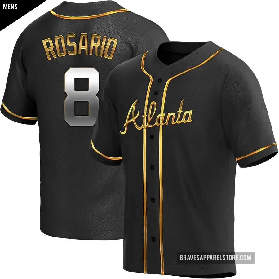 Men's Atlanta Braves ＃8 Eddie Rosario Replica Gold Black en Alternate Jersey