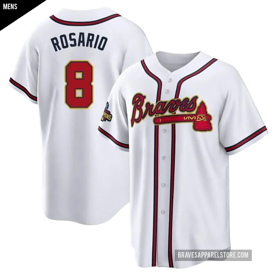 Men's Atlanta Braves ＃8 Eddie Rosario Replica Gold White 2022 Program Jersey