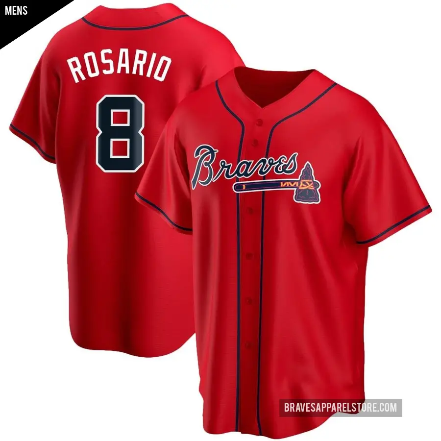 Men's Atlanta Braves ＃8 Eddie Rosario Replica Red Alternate Jersey