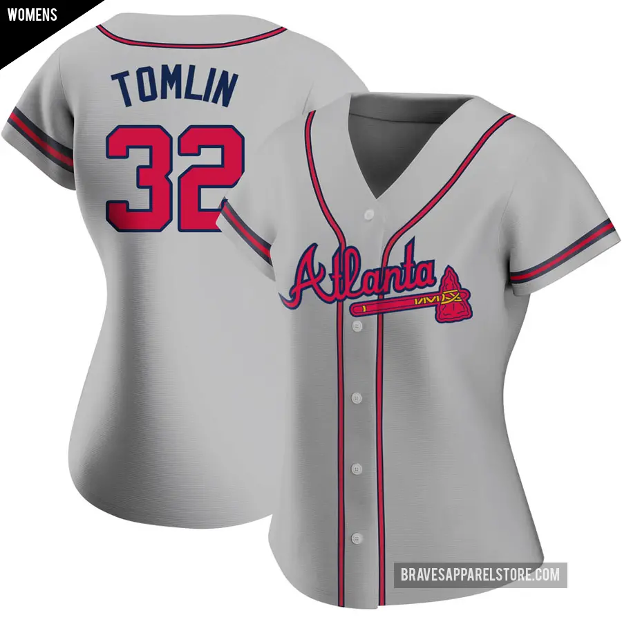 Women's Atlanta Braves ＃32 Josh Tomlin Authentic Gray Road Jersey