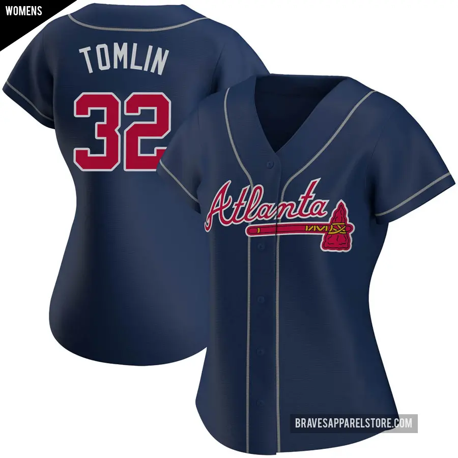 Women's Atlanta Braves ＃32 Josh Tomlin Authentic Navy Alternate Jersey