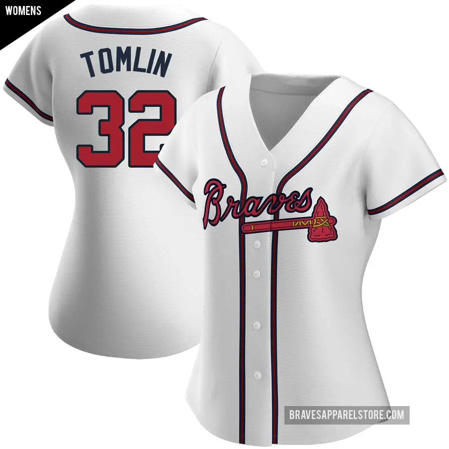 Women's Atlanta Braves ＃32 Josh Tomlin Authentic White Home Jersey