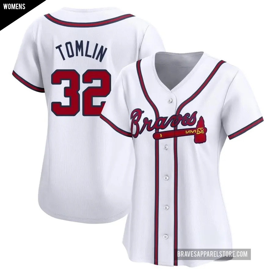 Women's Atlanta Braves ＃32 Josh Tomlin Limited White Home Jersey