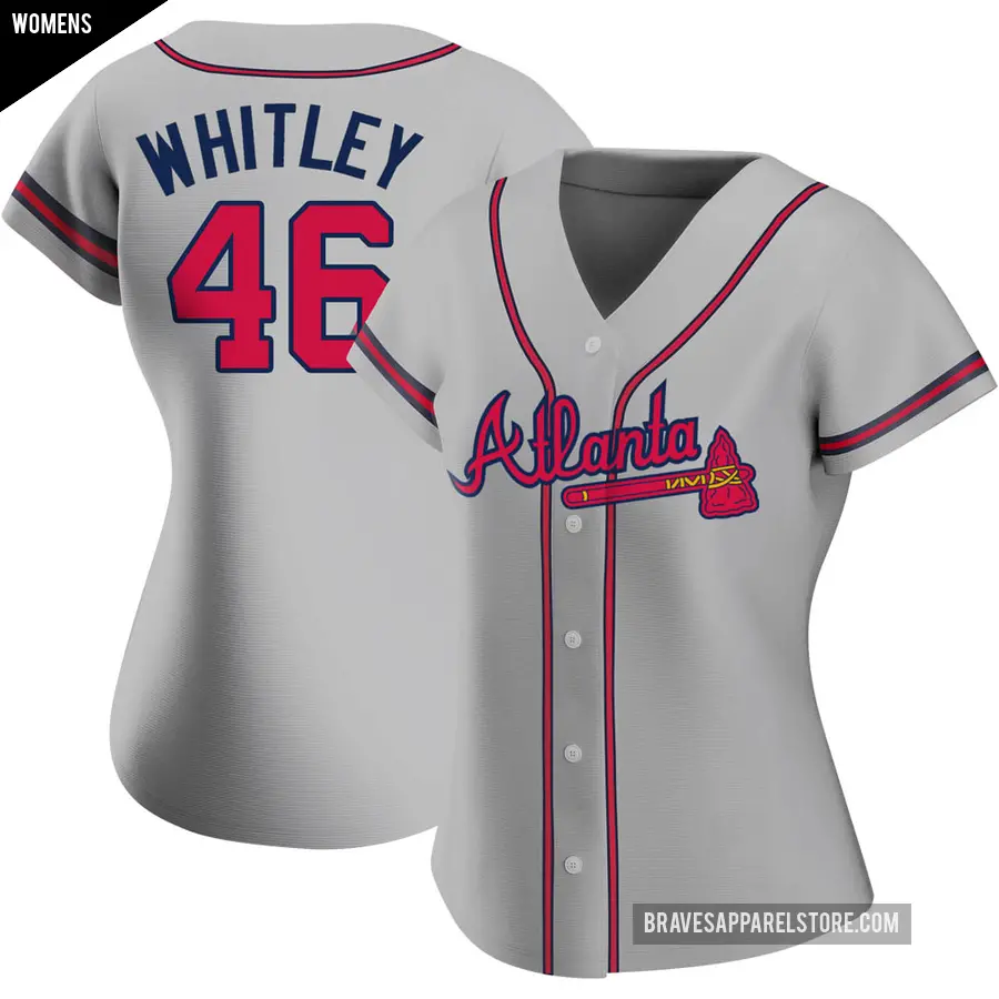 Women's Atlanta Braves ＃46 Chase Whitley Authentic Gray Road Jersey