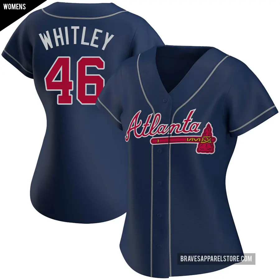 Women's Atlanta Braves ＃46 Chase Whitley Authentic Navy Alternate Jersey