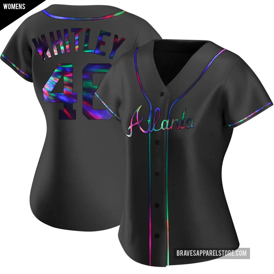 Women's Atlanta Braves ＃46 Chase Whitley Replica Black Holographic Alternate Jersey