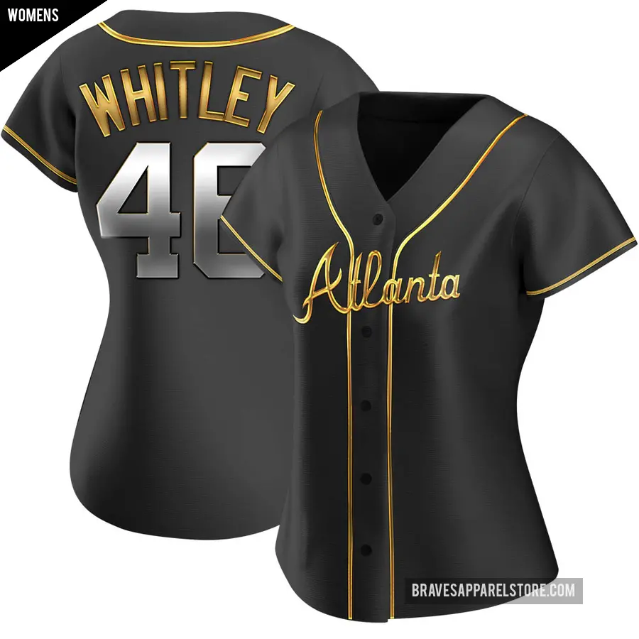 Women's Atlanta Braves ＃46 Chase Whitley Replica Gold Black en Alternate Jersey