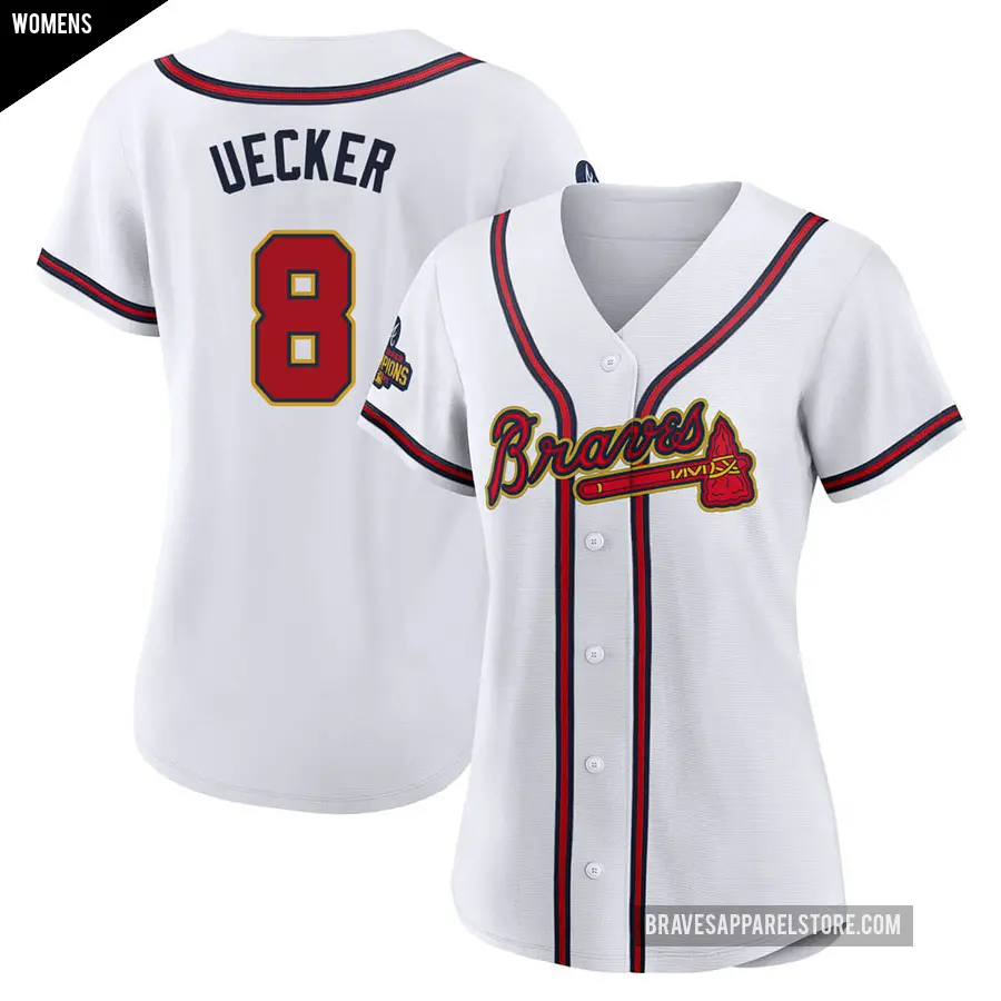 Women's Atlanta Braves ＃8 Bob Uecker Authentic Gold White 2022 Program Jersey