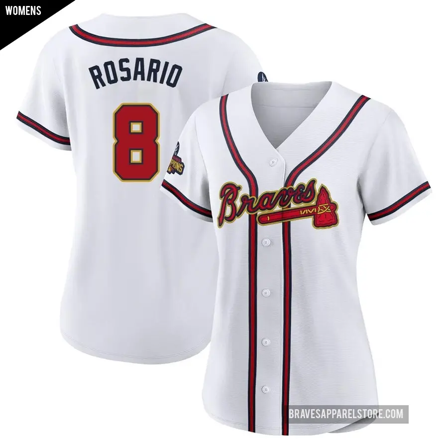 Women's Atlanta Braves ＃8 Eddie Rosario Authentic Gold White 2022 Program Jersey