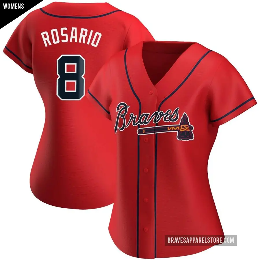 Women's Atlanta Braves ＃8 Eddie Rosario Authentic Red Alternate Jersey