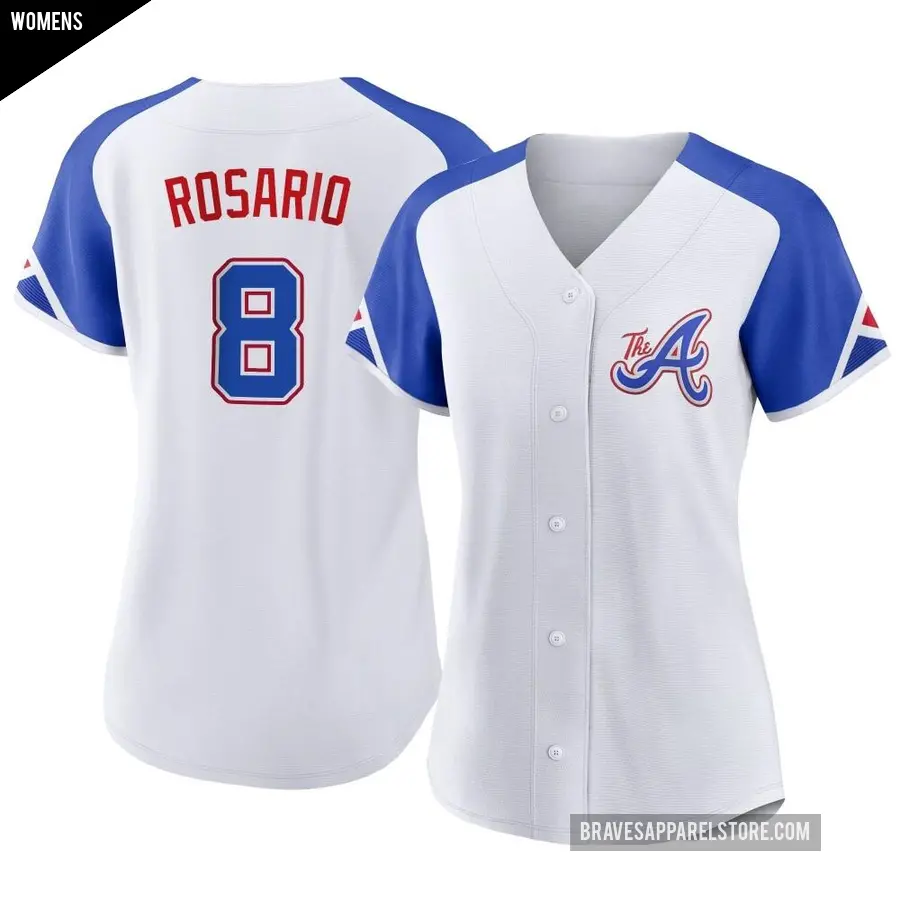 Women's Atlanta Braves ＃8 Eddie Rosario Authentic White 2023 City Connect Jersey