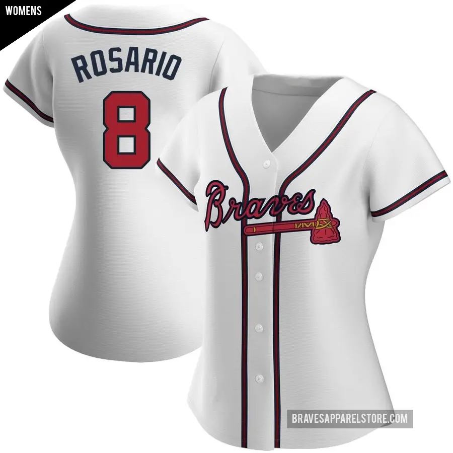 Women's Atlanta Braves ＃8 Eddie Rosario Authentic White Home Jersey