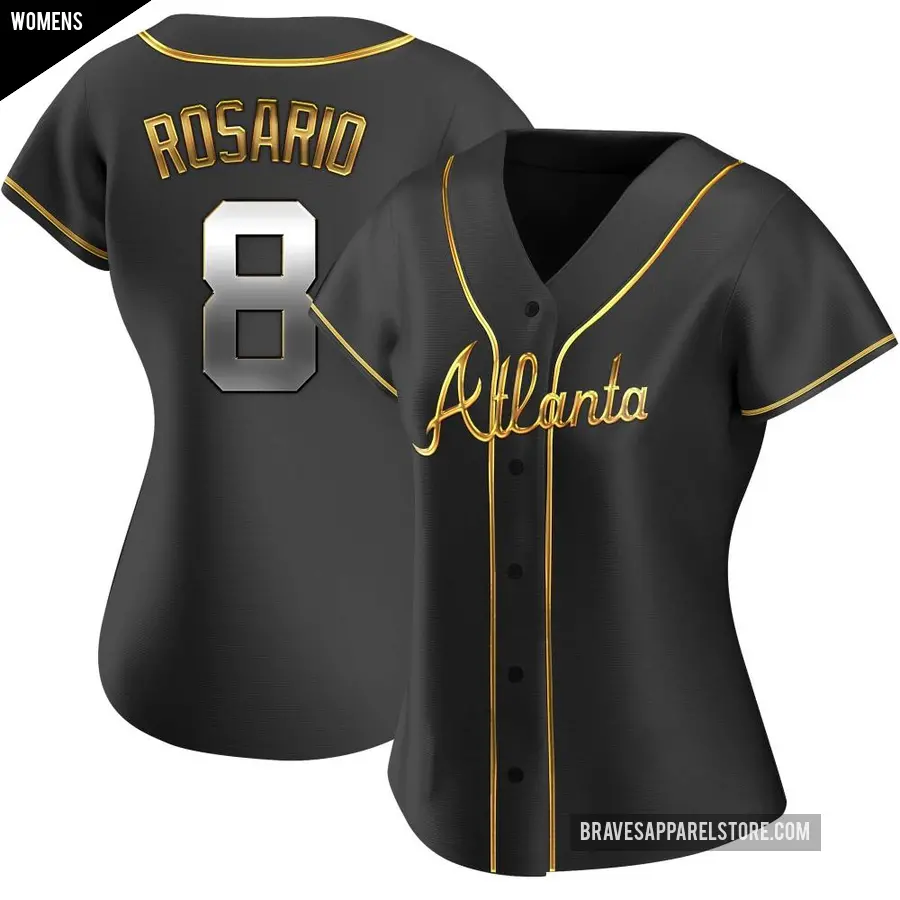 Women's Atlanta Braves ＃8 Eddie Rosario Replica Gold Black en Alternate Jersey