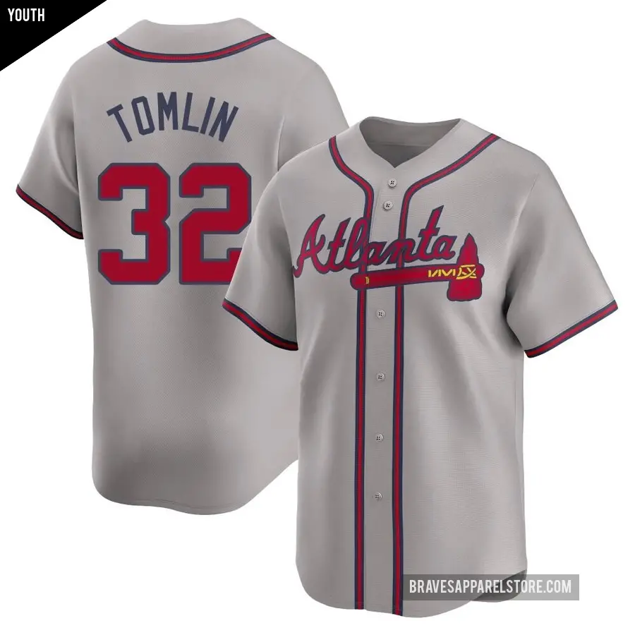 Youth Atlanta Braves ＃32 Josh Tomlin Limited Gray Away Jersey