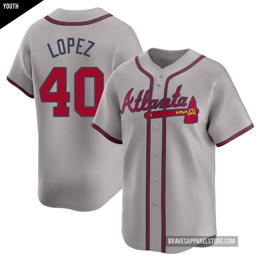 Youth Atlanta Braves ＃40 Reynaldo Lopez Limited Gray Away Jersey