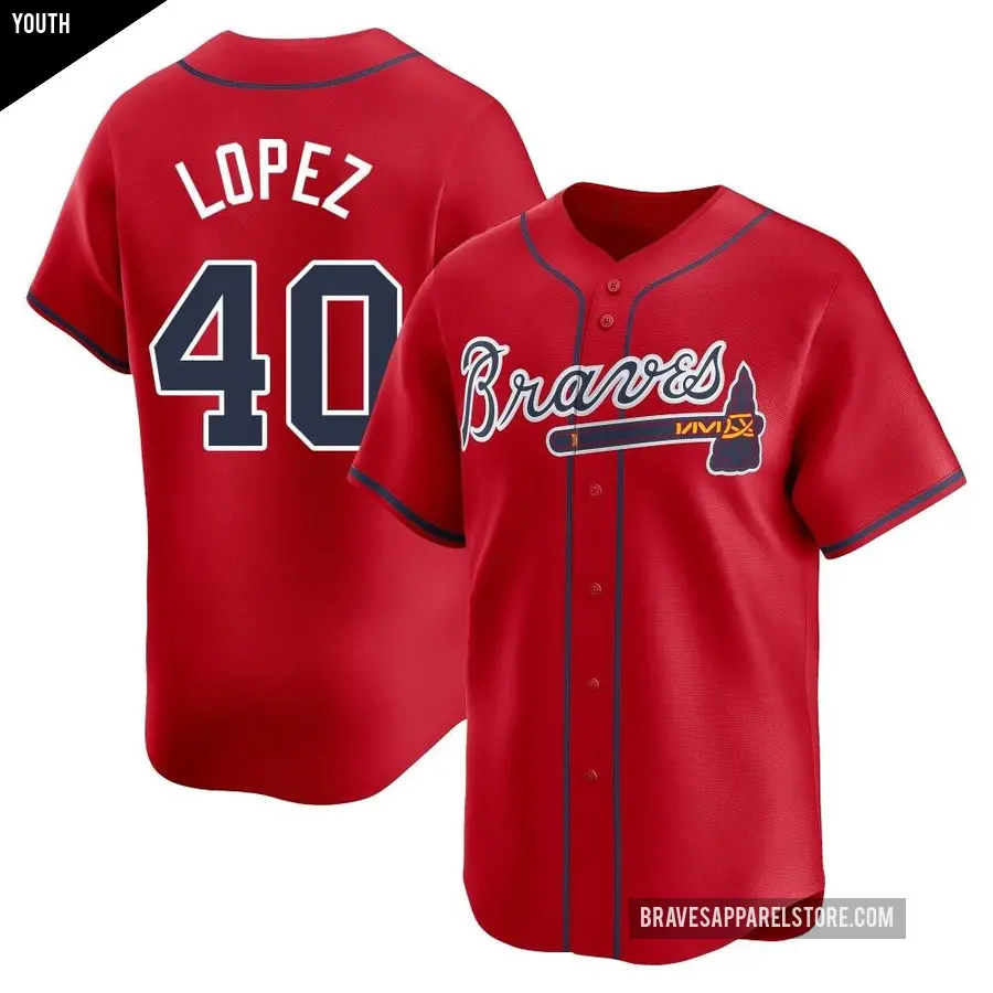 Youth Atlanta Braves ＃40 Reynaldo Lopez Limited Red Alternate Jersey