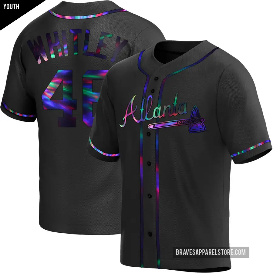 Youth Atlanta Braves ＃46 Chase Whitley Replica Black Holographic Alternate Jersey