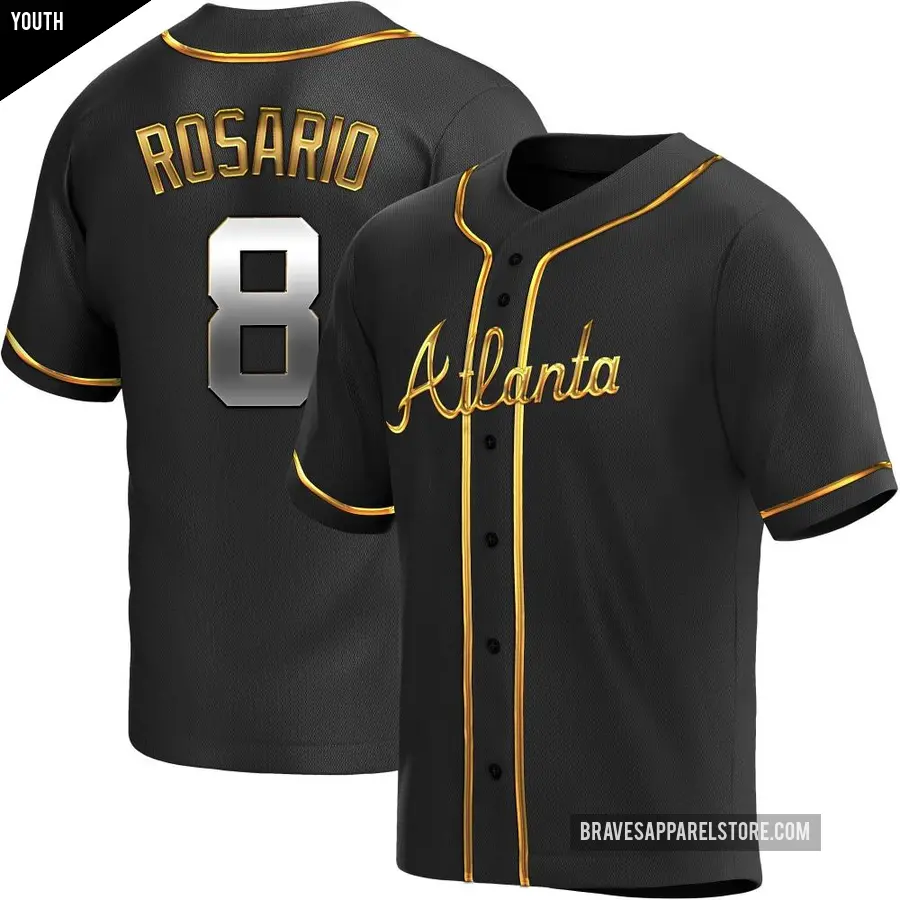 Youth Atlanta Braves ＃8 Eddie Rosario Replica Gold Black en Alternate Jersey