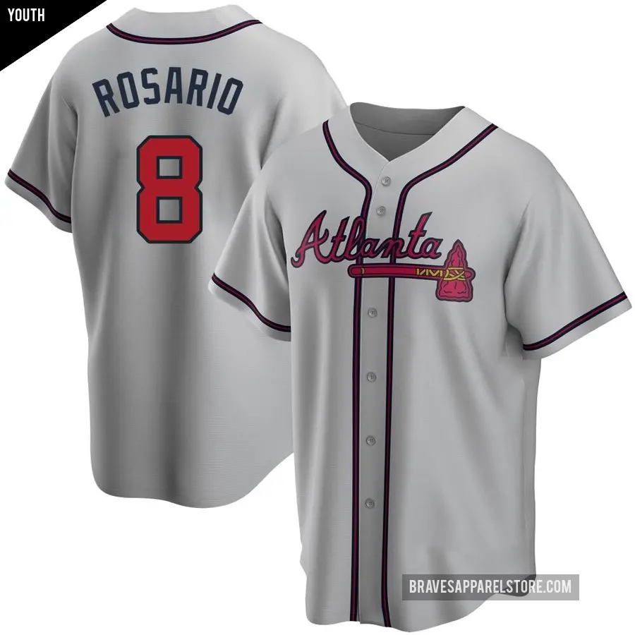 Youth Atlanta Braves ＃8 Eddie Rosario Replica Gray Road Jersey